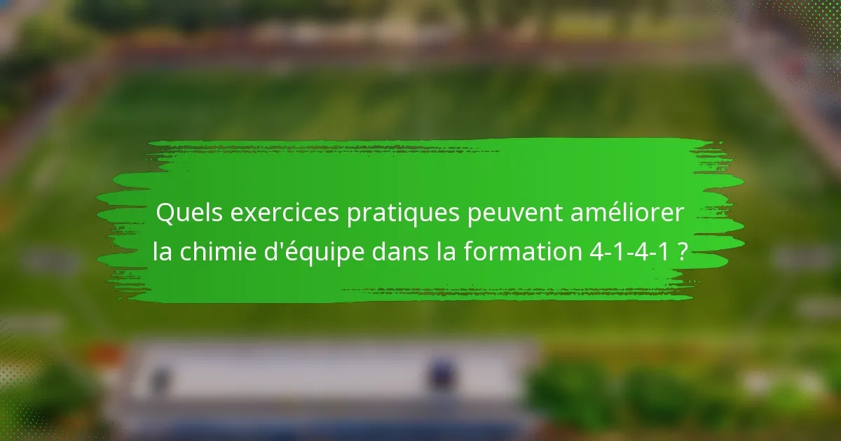 Quels exercices pratiques peuvent améliorer la chimie d'équipe dans la formation 4-1-4-1 ?